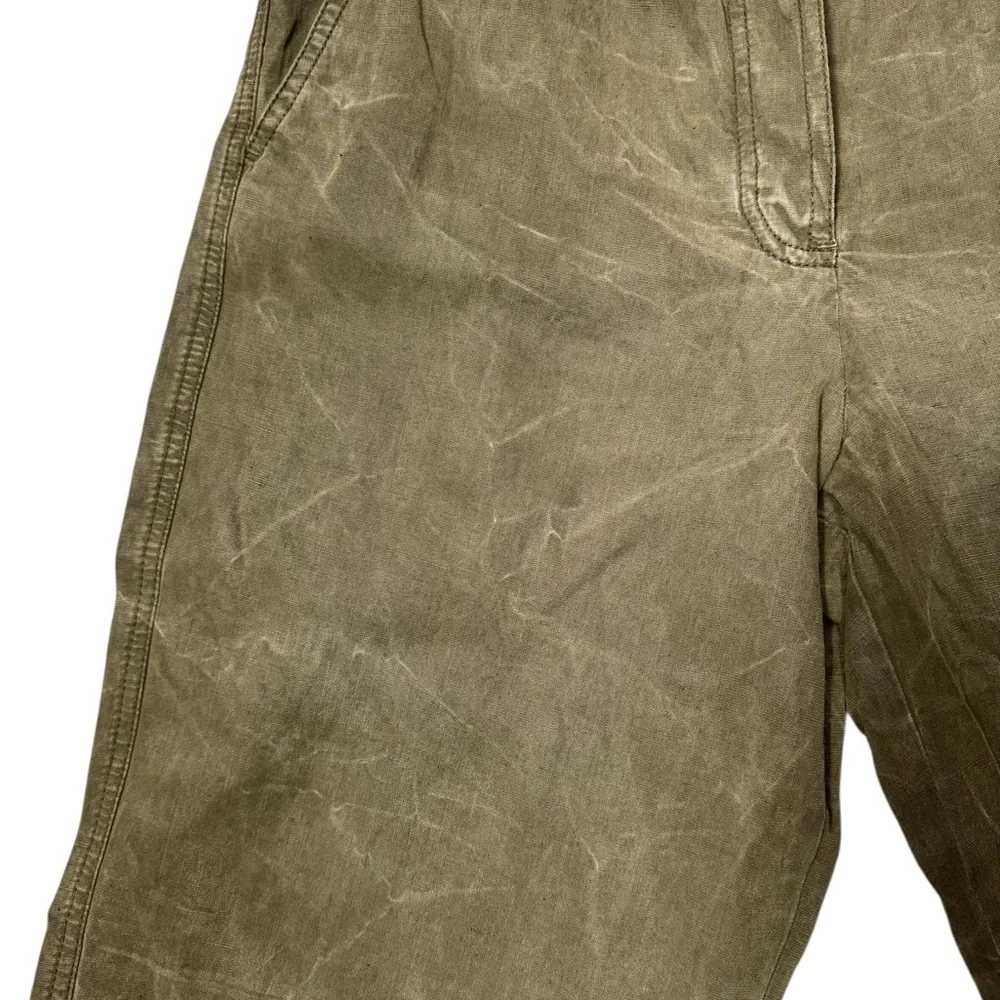NWT New Zara Olive Marble Linen Blend Chino Pants Size M